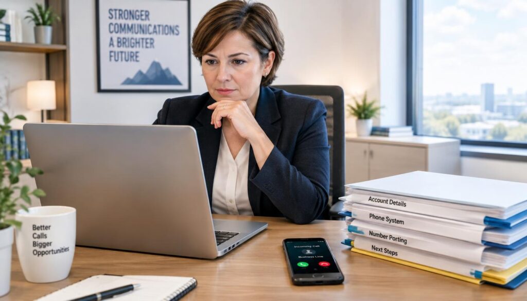 Business owner checking account details before number porting