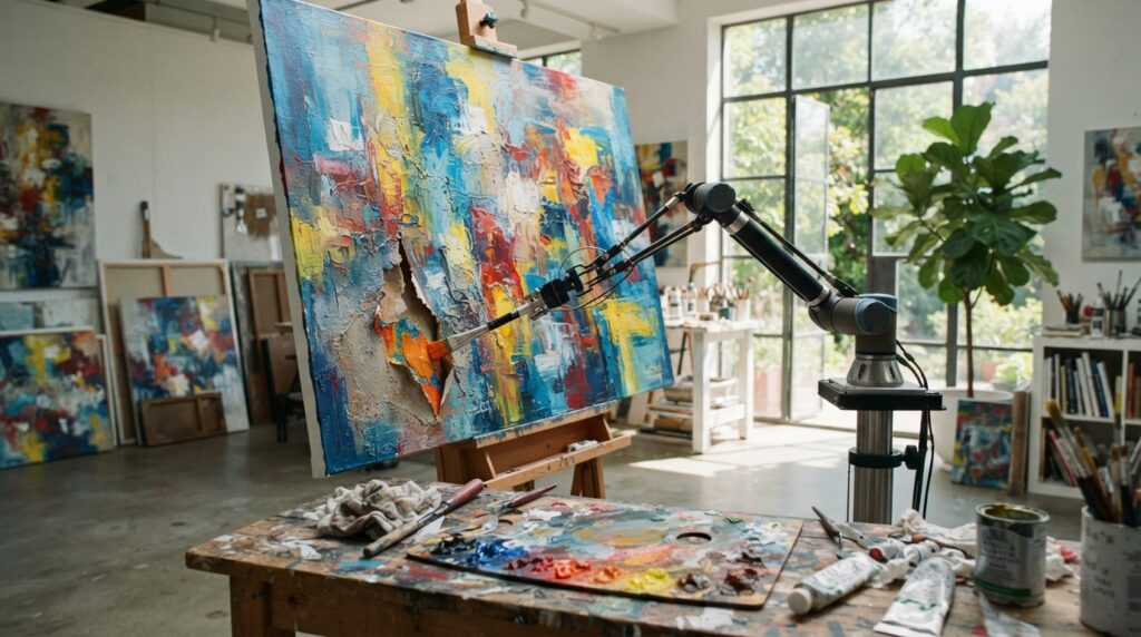 Generative AI fills a damaged area in an artwork image Generative AI fills a damaged area in an artwork image