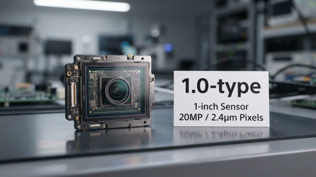 Large phone camera sensor beside a 1.0-type label