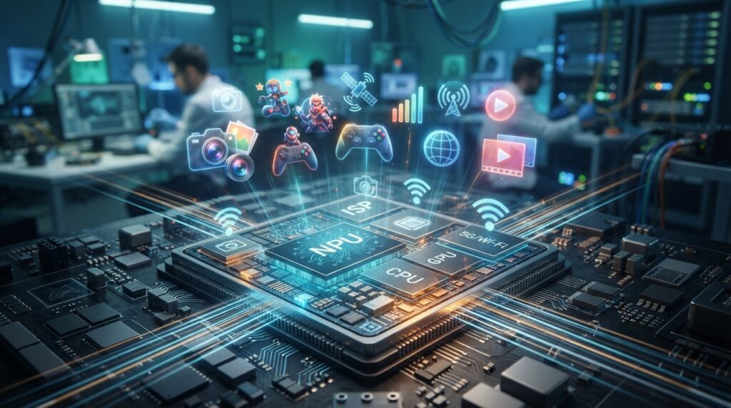 NPU ISP and wireless units supporting phone applications