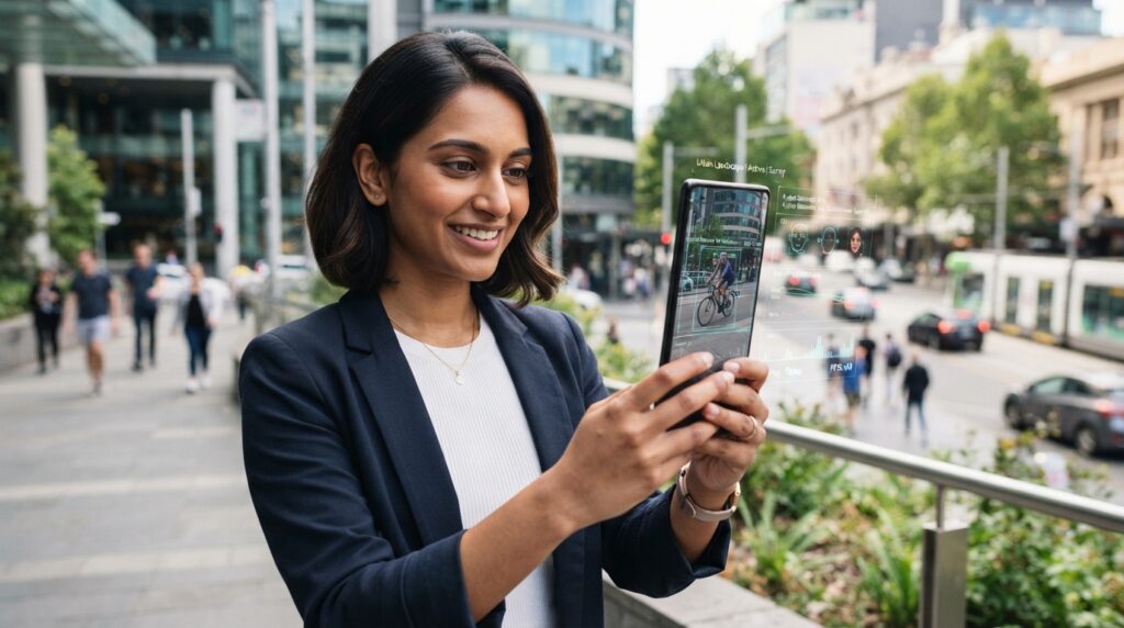 Real-time camera frame analysis guiding a phone user