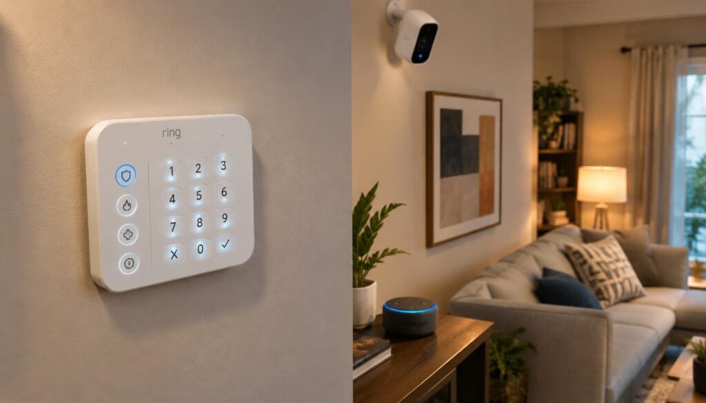 Ring Alarm keypad and security camera in an Alexa home Ring Alarm keypad and security camera in an Alexa home
