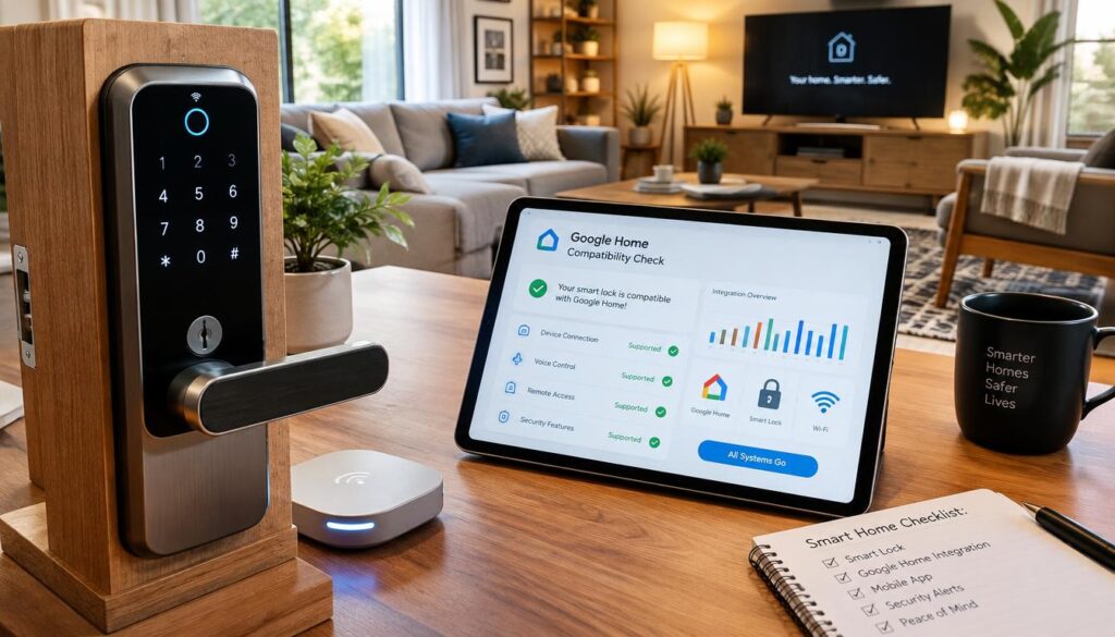 Smart lock and security system checked for Google Home compatibility Smart lock and security system checked for Google Home compatibility